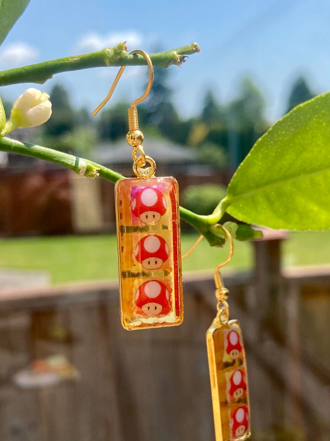 Amanita Mario Mushroom LSD Tab Earrings