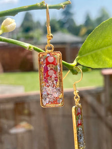 Amanita Mario Mushroom Glitter LSD Tab Earrings